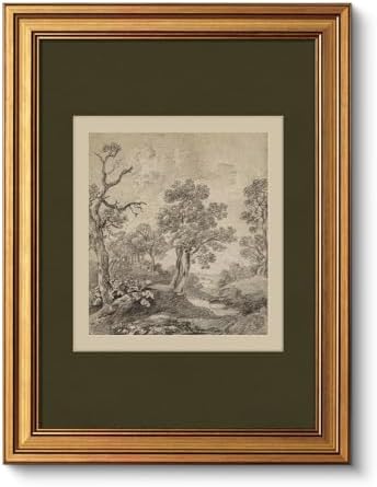 VIYYIEA Vintage Gold Framed Wall Art, Tree Forest Landscape Print by VIYYIEAART