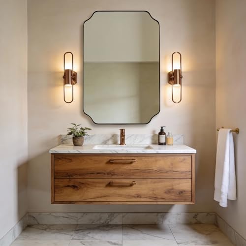 ANDY STAR Brushed Bronze Scalloped Mirror, Antique Scalloped Mirror in Premium - Image 3