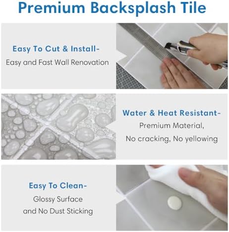 COMSTICKC Thicker Peel and Stick 3D Backsplash Tiles Kitchen Bathroom - Image 6