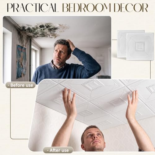 Nuanchu 40 Pcs 13.8 x 13.8 Inch Ceiling Tiles Peel and Stick - Image 4