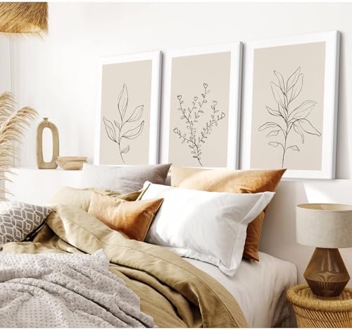 Joocrise Botanical Wall Art Decor Neutral Wall Decor Boho Beige Canvas Wall Art - Image 6