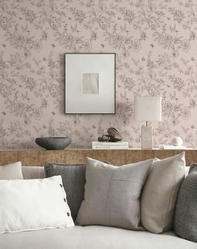 Froluya Brown Floral Peel and Stick Wallpaper Shelf Liner 17.7in×196.8in - Image 2