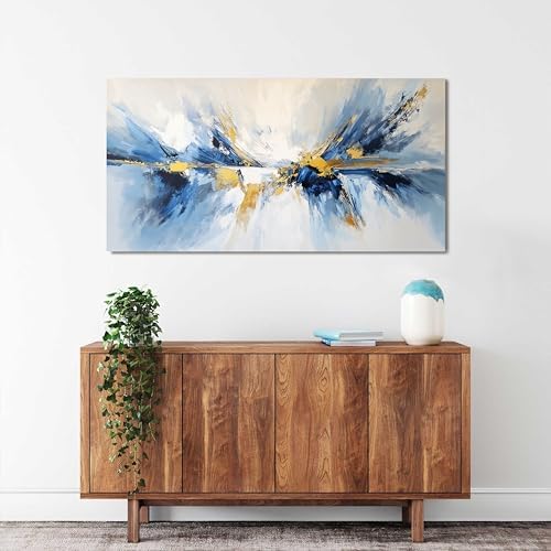 YISXINOAG Gold Blue Abstract Wall Art Modern Canvas Artwork Print 20"X40" - Image 3
