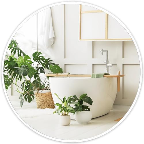 White Round Mirror 18 Inch, Wall Circle Mirror by Fabuday