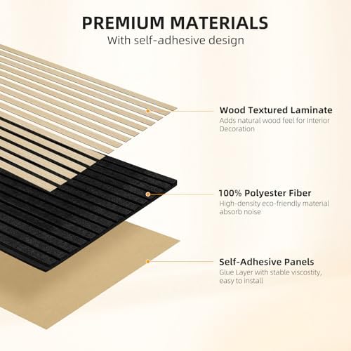 4 Pack Wood Slat Wall Panel, 47.2" x 23.6" Acoustic Wall Panels - Image 3