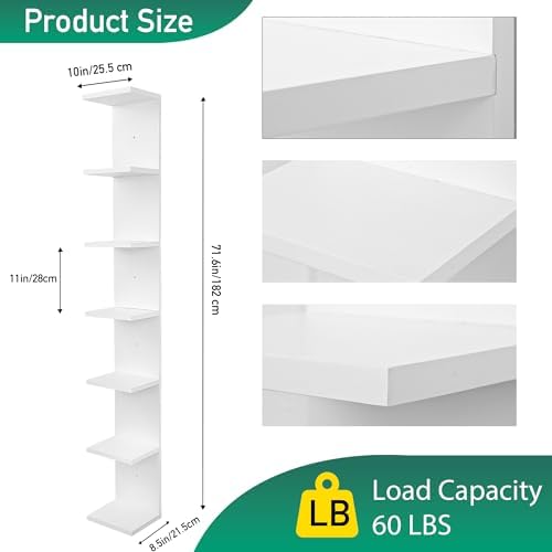 7 Tier Wall Shelf Unit, Vertical Column Floating Storage Home Decor Organizer - Image 3