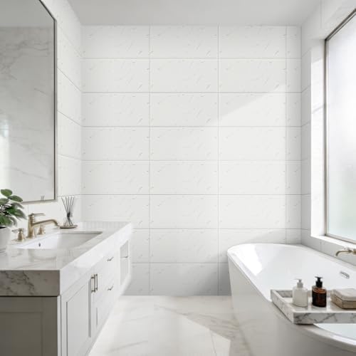 60PCS Thick Off White Marble Peel and Stick Wall Panels 23.6"x11.8" Waterproof - Image 3