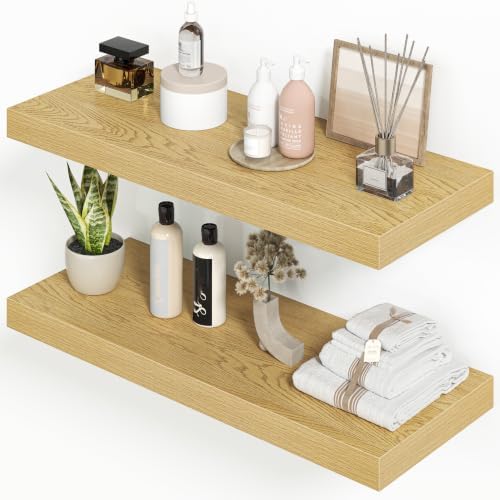Heimlove Floating Shelves 23.6" W x 9.3" D Oak Set of 2 by Heimlove
