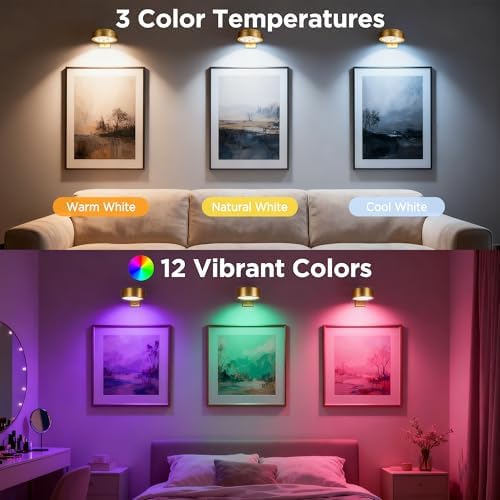 6-Pack Picture Lights for Wall, Rechargeable Cordless Poster Lights - Image 2
