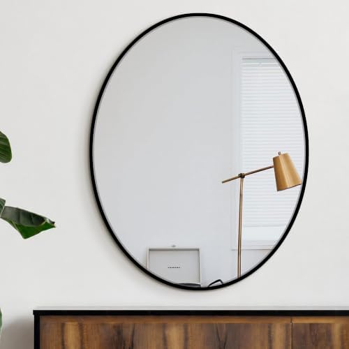 Delma 28x22 Black Oval Bathroom Mirror - Image 6