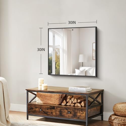 Koonmi Black Bathroom Mirror for Over Sink, Metal Framed 30"x30" Wall Mirror - Image 2