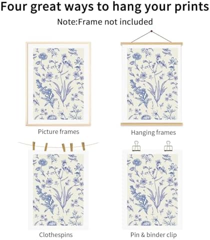 LYPHNX Blue White Chinoiserie Floral Poster Wall Art Navy Watercolor Flower - Image 7