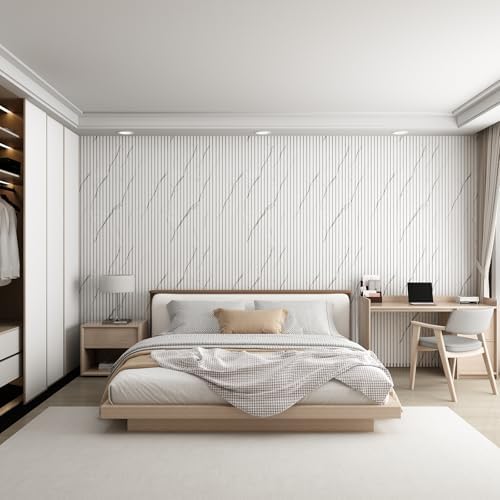 Slat Wall Panel 8-Pack, 118’’x6.3’’, Marble White - Image 6