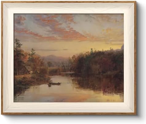 VIYYIEA Framed Dusk Lake Wall Art, Vintage Fall Landscape Print, 12×10 Inch by VIYYIEAART