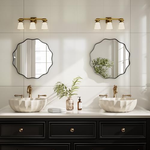 Round Scalloped Edge Wall Mirror 20 in Black - Image 3