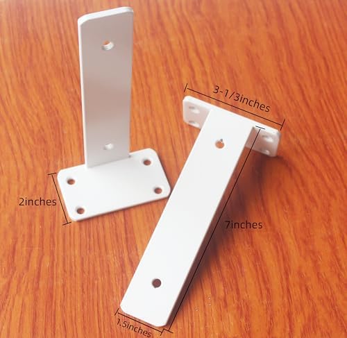 6 Pack - 7 inch White Hidden L Shelf Bracket Iron Floating Shelf Brackets - Image 2