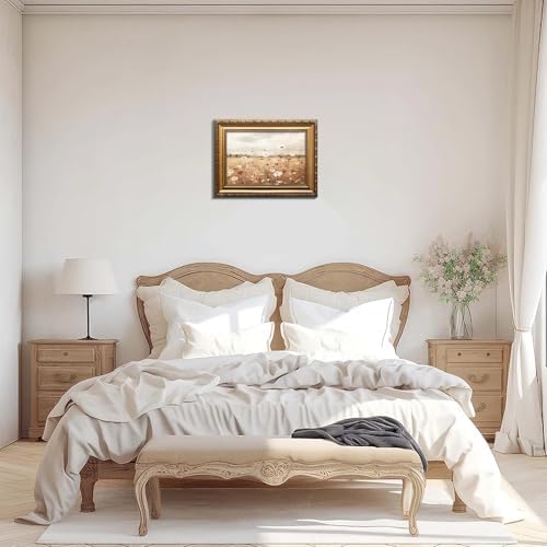 uniro Vintage Gold Framed Wall Art, Vintage Spring Floral Canvas Art Prints - Image 6