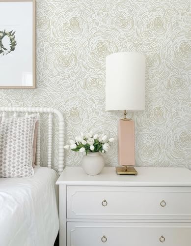 Toduso Beige Peel and Stick Wallpaper Modern Contact Paper Self-Adhesive Floral - Image 5