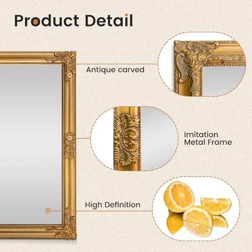 TRAHOME Vintage Gold Mirror for Wall - Image 3