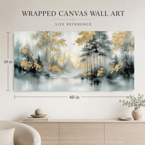 Anolyfi Misty Forest Grey Lake Canvas Wall Art - Image 5