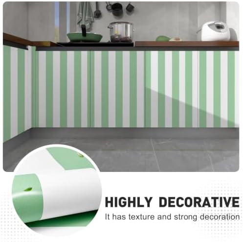Green and White Striped Wallpaper Peel and Stick Wallpaper Self-Adhesive - Image 3