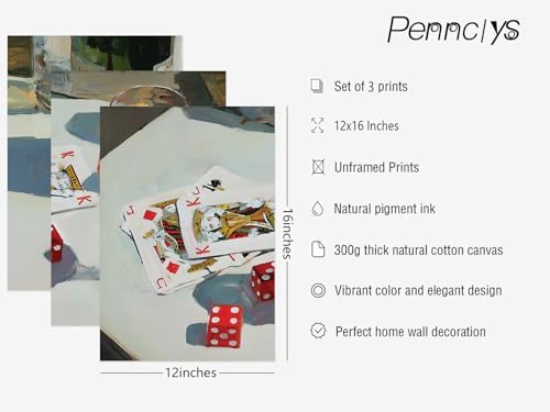 Trendy Bar Cart Wall Art Retro Dice Poker Canvas Wall Decor Preppy Aesthetic - Image 2