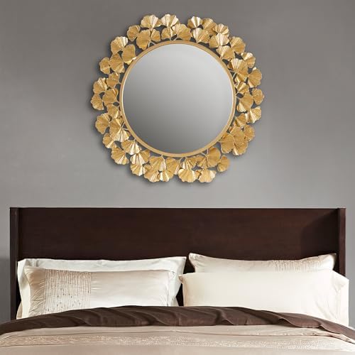 Martha Stewart Wall Décor Large Gingko Leaf Round Wall Mirror - Image 3