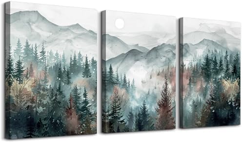 TTHYUEWS Wall Art For Living Room Farmhouse Decor For Bedroom Office Fog Forest by TTHYUEWS