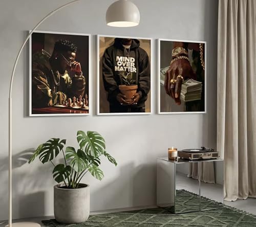 3Pcs Trendy Black Man Canvas Wall Art, Luxury African American Painting - Image 3