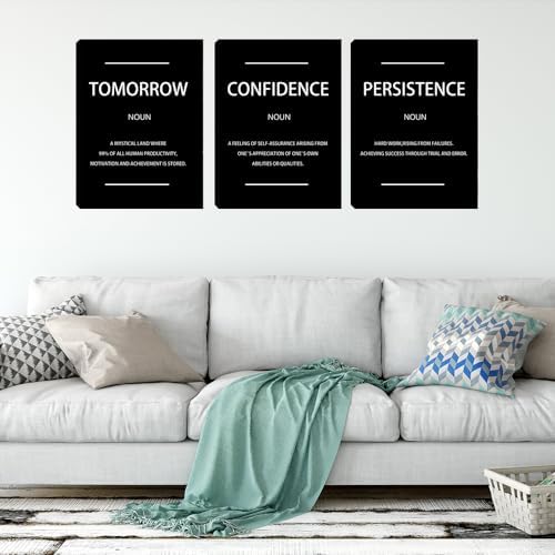 Large Inspirational Confidence Wall Art Noun Poster 3 Pieces Persistence Canvas - Image 3