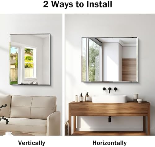 CILIBER Beveled Mirror, 24x30 Frameless Beveled Bathroom Mirrors - Image 6