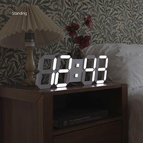 mooas 3D Pure Slim L LED Clock, 15.4" Multi-Function LED Digital Clock - Image 3