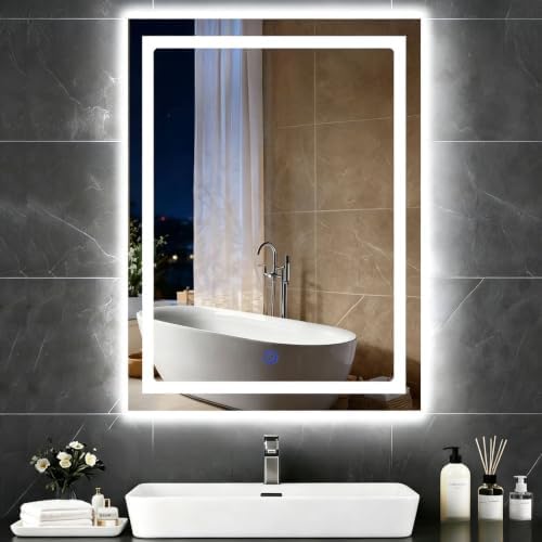 Bathroom Smart Mirrors with LED Lights, 18x24 Rectangle Mirror with 3 Color by Aurogskytractorattachments