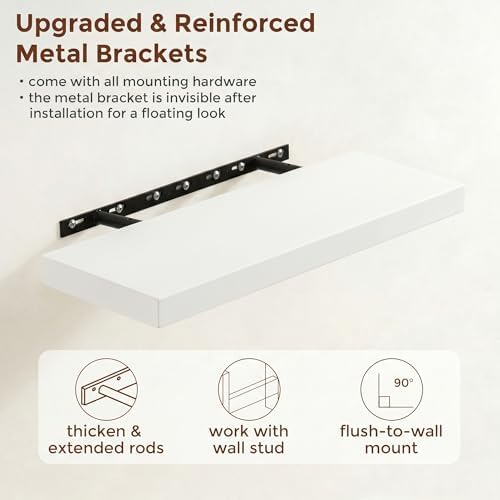 fuqing White Floating Shelves, 24 Inch Wood Shelves - Image 5