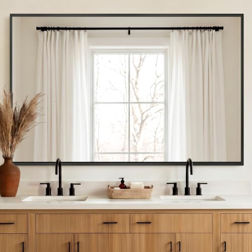 Delma Bathroom Vanity Mirror, 36x60 Black Metal Framed Mirror - Image 7