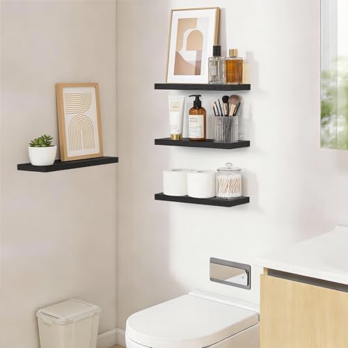 BAYKA Black Floating Shelves 15.7in, Wall Mount Rustic Wood Shelf - Image 5