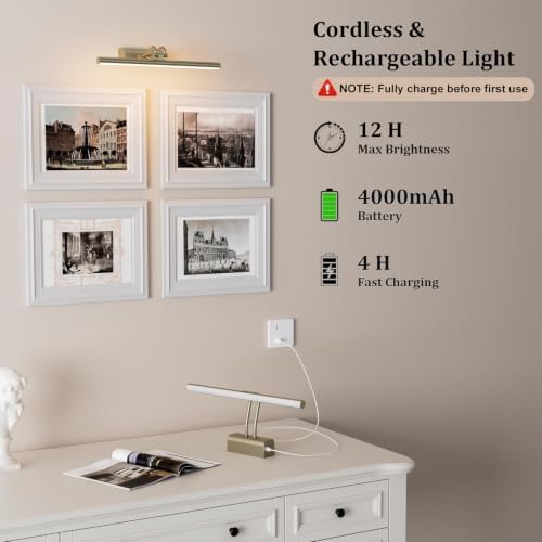 Picture Light for Wall, Antique Brass, RF Remote Control - Image 4