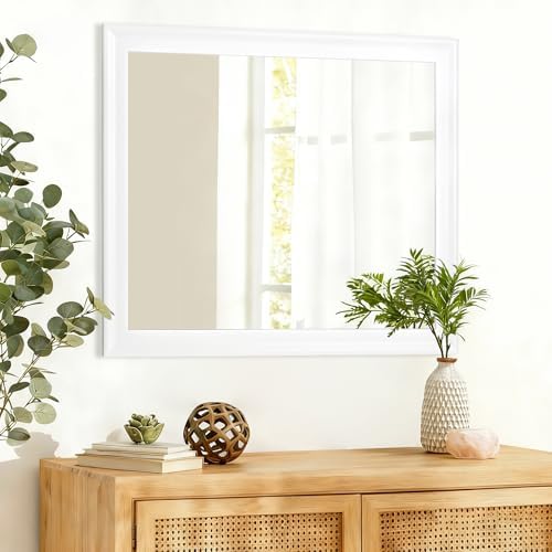 White Wall Mirror for Bathroom, Rectangle Large 30 x 36 inch Vanity Mirrors - Image 2