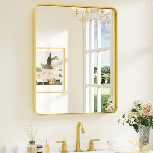 Keonjinn 24 x 30 Inch Gold Bathroom Mirrors by Keonjinn