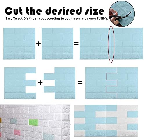 3D Wall Panels Peel and Stick, 29 Sq Ft Coverage, Faux Brick Blue - Image 5