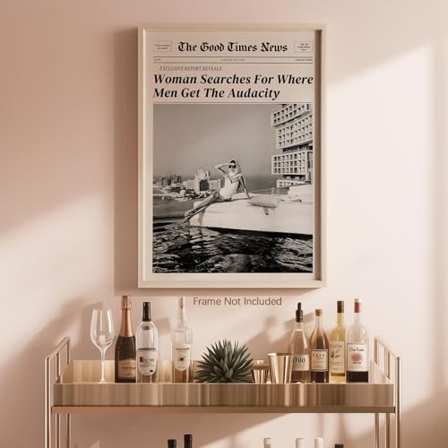 Black and White Newspapers Wall Art 8X12 in Unframed Women Searches - Image 6