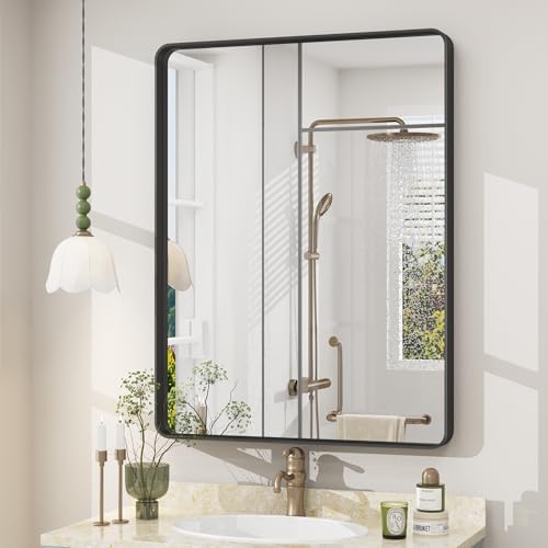 CHAMROR 24x32 Inch Black Metal Framed Bathroom Mirror by CHARMOR