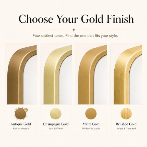 2-Pack 24x30 Inch Antique Gold Rounded Rectangle Vanity Mirrors - Image 5