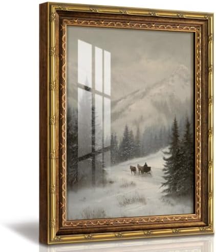 InSimSea Vintage Santa Christmas Wall Art, Winter Landscape, 13x16 Inch by InSimSeaArt