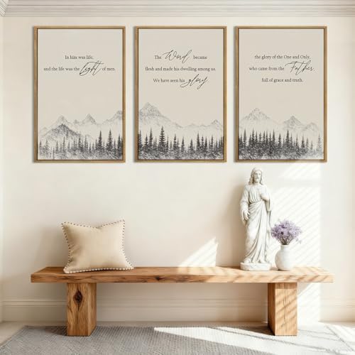 IARTTOP Large Christian Easter Framed Wall Art 16x24 Inch Neutral Mountain - Image 5