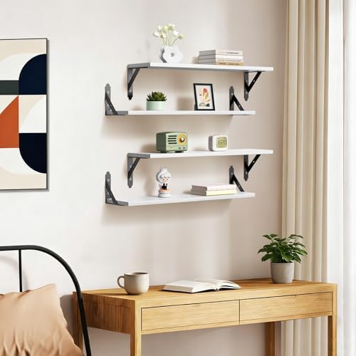 ROMGUAR CRAFT Wood Wall Floating Shelves Set of 4, 23.6" x 6" - Image 6