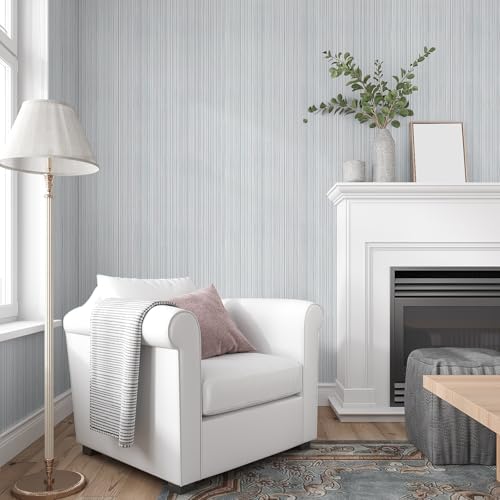 VEELIKE Coastal Grey Grasscloth Wallpaper Textured Peel and Stick Removable - Image 2