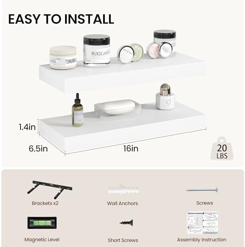 Vivelove 16 Inch Floating Shelves Wall Mounted - Image 2