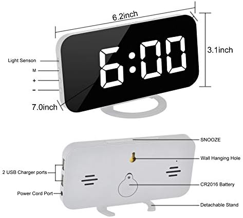 Digital Alarm Clock, with 2 USB Charging Ports, Snooze Mode, Auto Adjust - Image 4