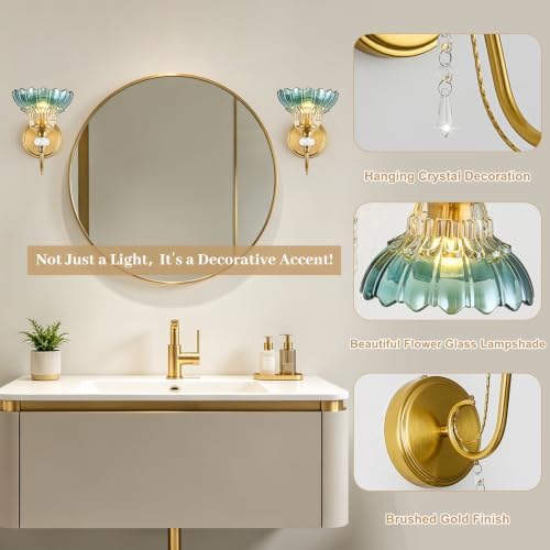 1 Piece Vintage Wall Sconce, 1-Light Brushed Gold Finish Wall Sconce - Image 4